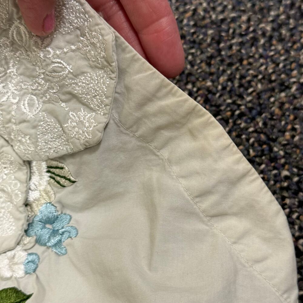 Johnny Was 3J Floral Embroidered Applique Sun Dress Halter Tie Neck Open Back S